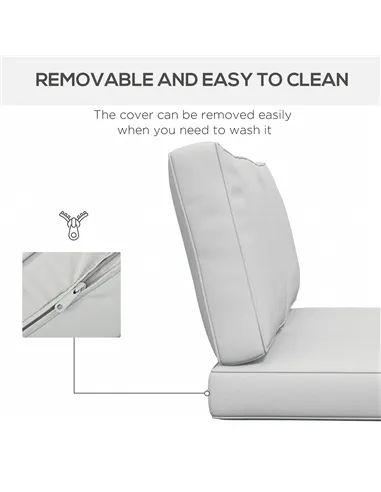 Outsunny 2 Seater Back and Seat Cushion Pillows Replacement, Patio Chair Cushions Set for Indoor Outdoor, Light Grey