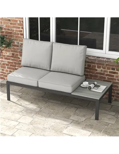 Outsunny 2 Seater Back and Seat Cushion Pillows Replacement, Patio Chair Cushions Set for Indoor Outdoor, Light Grey