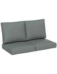 Outsunny 2 Seater Back and Seat Cushion Pillows Replacement, Patio Chair Cushions Set for Indoor Outdoor, Charcoal Grey