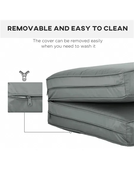 Outsunny 2 Seater Back and Seat Cushion Pillows Replacement, Patio Chair Cushions Set for Indoor Outdoor, Charcoal Grey
