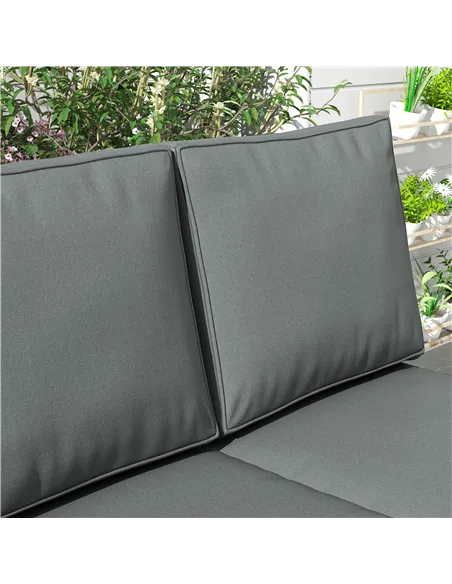 Outsunny 2 Seater Back and Seat Cushion Pillows Replacement, Patio Chair Cushions Set for Indoor Outdoor, Charcoal Grey