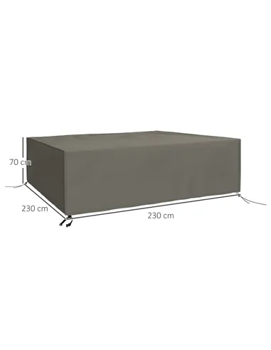 Outsunny Large Square Patio Garden Furniture Set Cover 600D Oxford Waterproof, 230 x 230 x 70cm, Grey