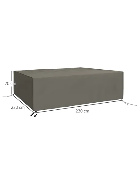 Outsunny Large Square Patio Garden Furniture Set Cover 600D Oxford Waterproof, 230 x 230 x 70cm, Grey