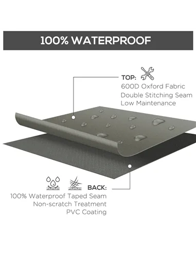 Outsunny Large Square Patio Garden Furniture Set Cover 600D Oxford Waterproof, 230 x 230 x 70cm, Grey