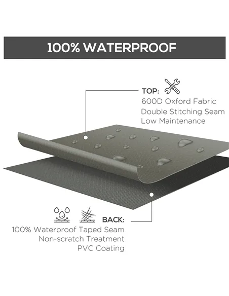 Outsunny Large Square Patio Garden Furniture Set Cover 600D Oxford Waterproof, 230 x 230 x 70cm, Grey