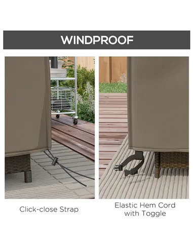 Outsunny Large Square Patio Garden Furniture Set Cover 600D Oxford Waterproof, 230 x 230 x 70cm, Grey