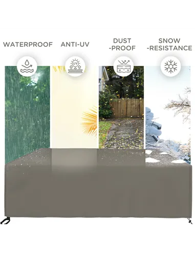 Outsunny Large Square Patio Garden Furniture Set Cover 600D Oxford Waterproof, 230 x 230 x 70cm, Grey