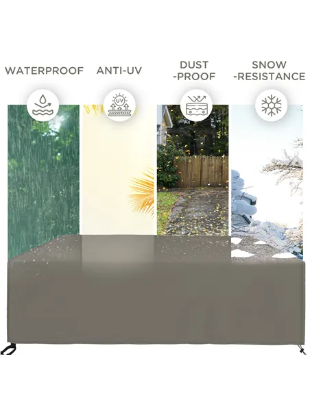 Outsunny Large Square Patio Garden Furniture Set Cover 600D Oxford Waterproof, 230 x 230 x 70cm, Grey