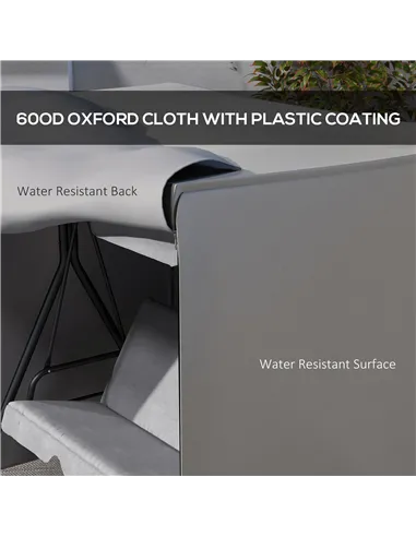 Outsunny 152 x 177cm Three-Seater Swing Chair Protective Cover Light Grey