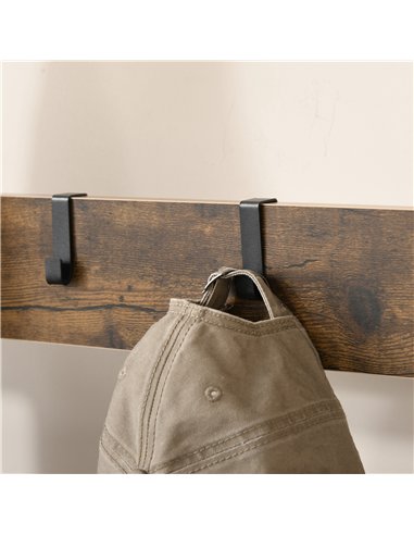 HOMCOM Coat Rack Stand Industrial hallway Shoe Rack Removable Hooks Metal Wood Hangers Storage Cabinet Rustic Brown 72L×34W×185H