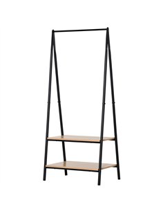 HOMCOM Clothes Rail, Freestanding Metal Clothes Rack with 2 Tier Storage Shelves for Bedroom and Entryway, 64 x 42.5 x 149 cm, B