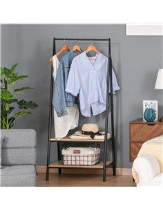 HOMCOM Clothes Rail, Freestanding Metal Clothes Rack with 2 Tier Storage Shelves for Bedroom and Entryway, 64 x 42.5 x 149 cm, B 2