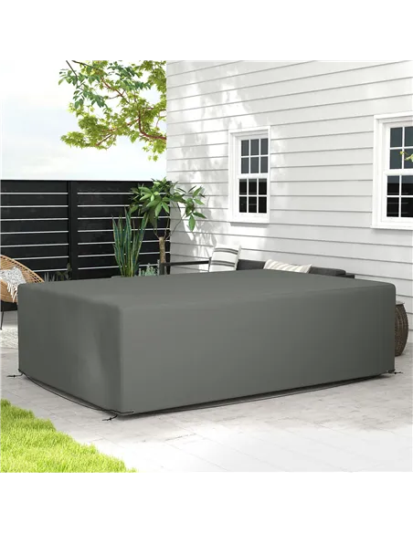 Outsunny Outdoor Garden Furniture Cover Waterproof, Anti-UV 600D Heavy Duty Oxford Fabric Patio Furniture Cover for Rectangular 
