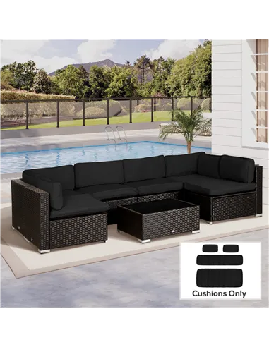Outsunny Garden Rattan Sofa Cushion Polyester Cover Replacement Outdoor- No Cushion Included, Black