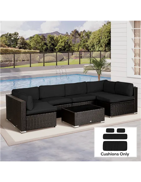 Outsunny Garden Rattan Sofa Cushion Polyester Cover Replacement Outdoor- No Cushion Included, Black