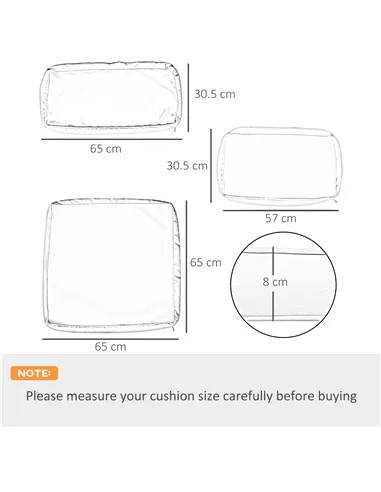 Outsunny Garden Rattan Sofa Cushion Polyester Cover Replacement Outdoor- No Cushion Included, Black