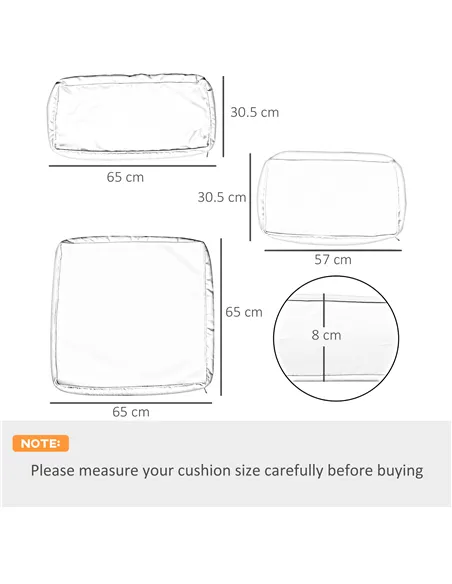 Outsunny Garden Rattan Sofa Cushion Polyester Cover Replacement Outdoor- No Cushion Included, Black