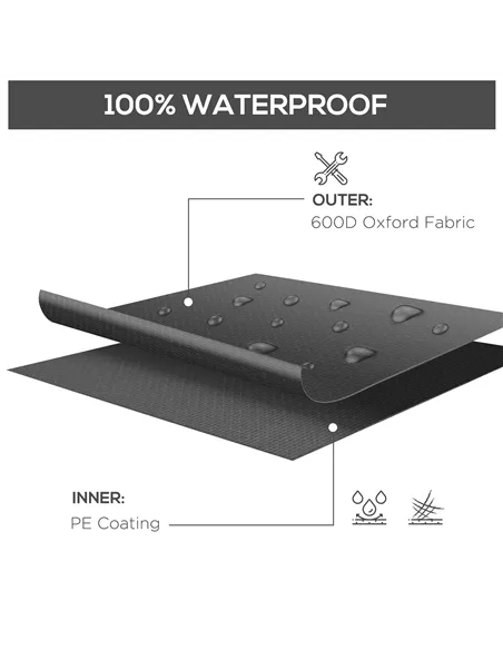 Outsunny Outdoor Garden Furniture Cover Waterproof, Anti-UV 600D Heavy Duty Oxford Fabric Patio Furniture Cover for Rectangular 