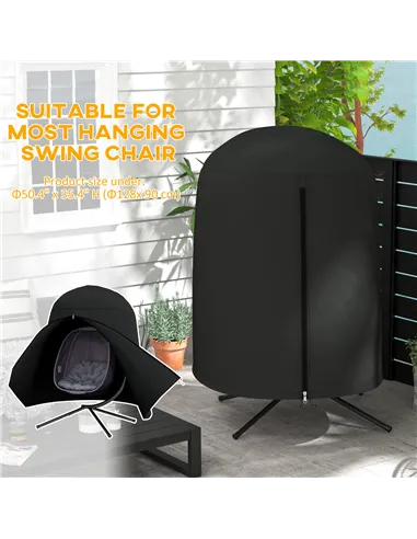 Outsunny 190 x Φ128cm Hanging Egg Chair Furniture Cover - Black