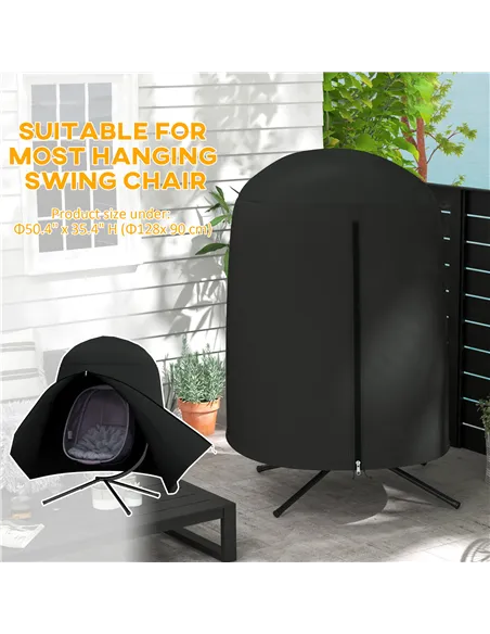 Outsunny 190 x Φ128cm Hanging Egg Chair Furniture Cover - Black