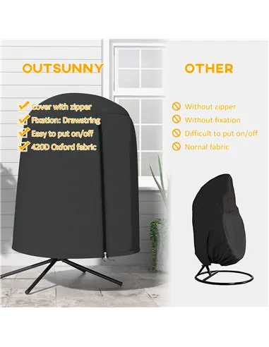 Outsunny 190 x Φ128cm Hanging Egg Chair Furniture Cover - Black
