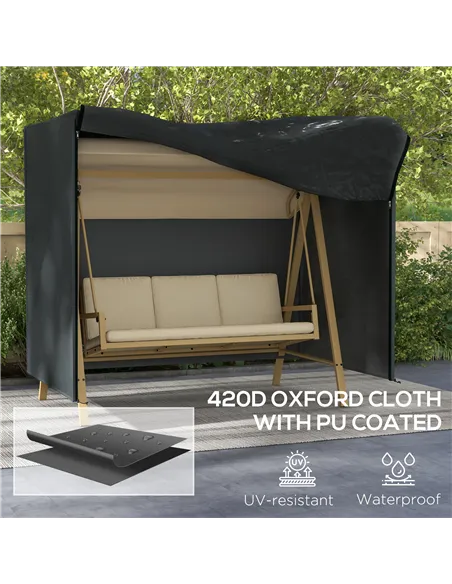 Outsunny 220 x 125cm Three-Seater Swing Chair Protective Cover - Black