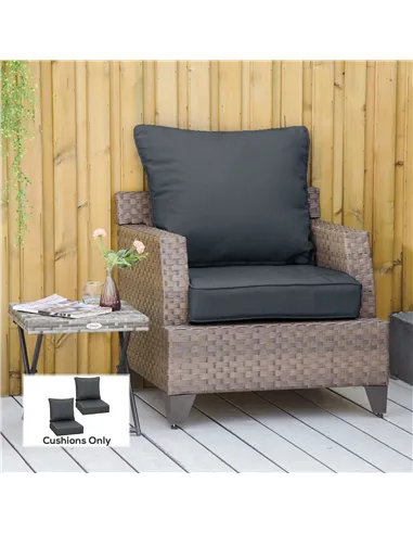 Outsunny Outdoor Seat and Back Cushion Sets, 63L x 55W x 15Dcm Olefin Patio Deep Seating Chair Fade Resistant Replacement Cushio