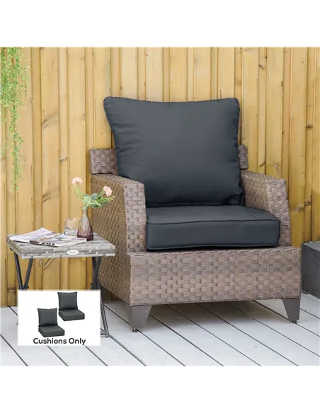 Outsunny Outdoor Seat and Back Cushion Sets, 63L x 55W x 15Dcm Olefin Patio Deep Seating Chair Fade Resistant Replacement Cushio