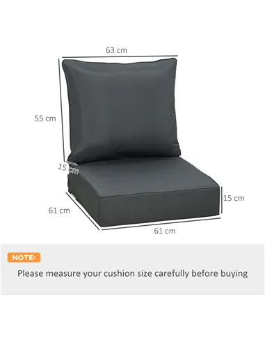 Outsunny Outdoor Seat and Back Cushion Sets, 63L x 55W x 15Dcm Olefin Patio Deep Seating Chair Fade Resistant Replacement Cushio