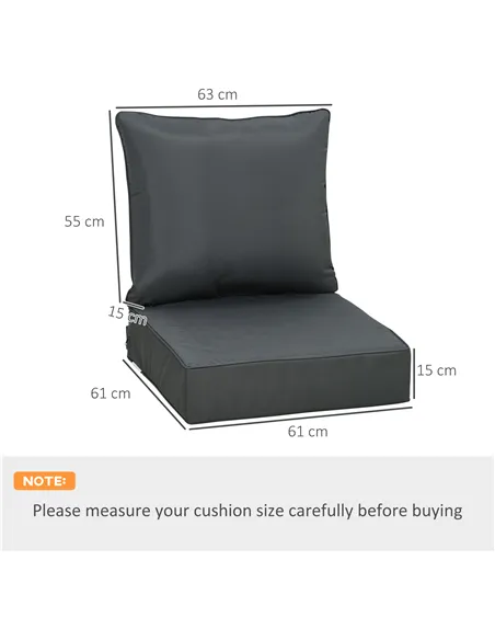 Outsunny Outdoor Seat and Back Cushion Sets, 63L x 55W x 15Dcm Olefin Patio Deep Seating Chair Fade Resistant Replacement Cushio