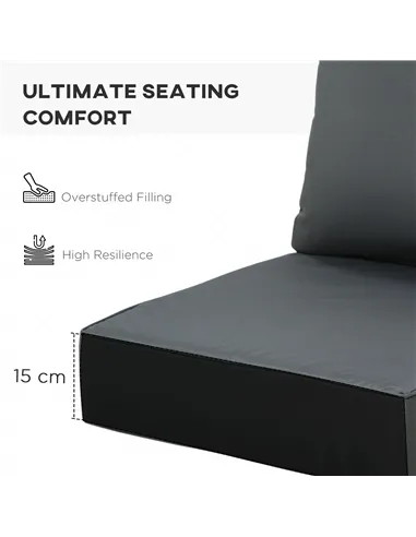 Outsunny Outdoor Seat and Back Cushion Sets, 63L x 55W x 15Dcm Olefin Patio Deep Seating Chair Fade Resistant Replacement Cushio