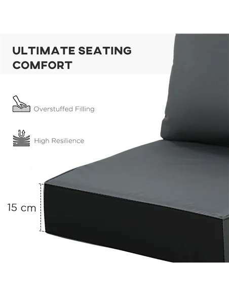 Outsunny Outdoor Seat and Back Cushion Sets, 63L x 55W x 15Dcm Olefin Patio Deep Seating Chair Fade Resistant Replacement Cushio