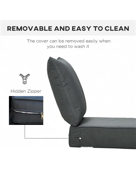 Outsunny Outdoor Seat and Back Cushion Sets, 63L x 55W x 15Dcm Olefin Patio Deep Seating Chair Fade Resistant Replacement Cushio