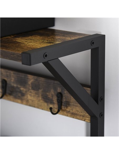 HOMCOM Coat Rack Stand Shoe Storage Bench with 9 Hooks Shelves for Bedroom Living Room Entryway Brown and Black 180cm