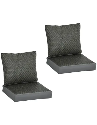 Outsunny 4 Pieces Outdoor Seat Cushions with Backrest, Fabric and PE Rattan Cover, Water Repellent Seat Pads for Chair, Swing, S