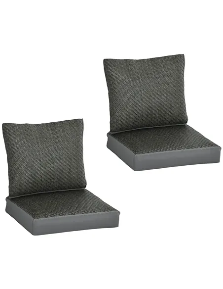Outsunny 4 Pieces Outdoor Seat Cushions with Backrest, Fabric and PE Rattan Cover, Water Repellent Seat Pads for Chair, Swing, S