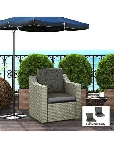 Outsunny 4 Pieces Outdoor Seat Cushions with Backrest, Fabric and PE Rattan Cover, Water Repellent Seat Pads for Chair, Swing, S