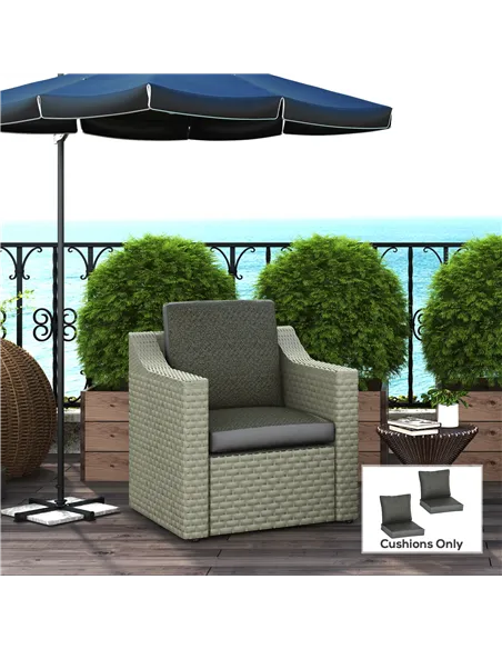 Outsunny 4 Pieces Outdoor Seat Cushions with Backrest, Fabric and PE Rattan Cover, Water Repellent Seat Pads for Chair, Swing, S