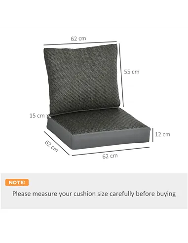 Outsunny 4 Pieces Outdoor Seat Cushions with Backrest, Fabric and PE Rattan Cover, Water Repellent Seat Pads for Chair, Swing, S