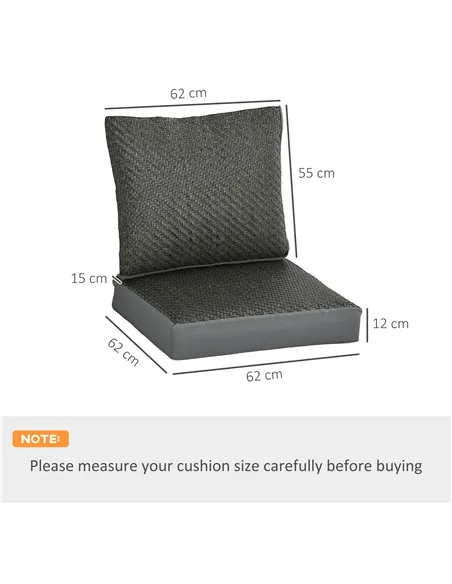 Outsunny 4 Pieces Outdoor Seat Cushions with Backrest, Fabric and PE Rattan Cover, Water Repellent Seat Pads for Chair, Swing, S