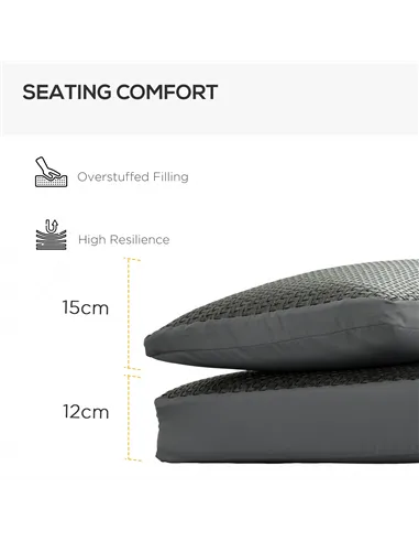 Outsunny 4 Pieces Outdoor Seat Cushions with Backrest, Fabric and PE Rattan Cover, Water Repellent Seat Pads for Chair, Swing, S