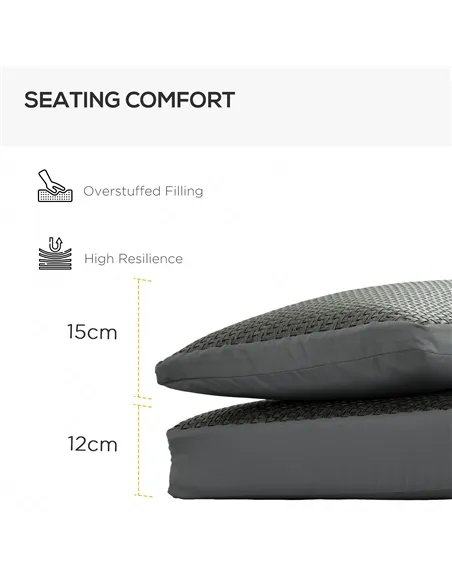 Outsunny 4 Pieces Outdoor Seat Cushions with Backrest, Fabric and PE Rattan Cover, Water Repellent Seat Pads for Chair, Swing, S