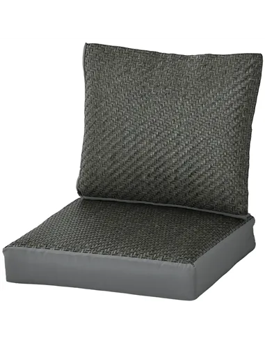 Outsunny 4 Pieces Outdoor Seat Cushions with Backrest, Fabric and PE Rattan Cover, Water Repellent Seat Pads for Chair, Swing, S