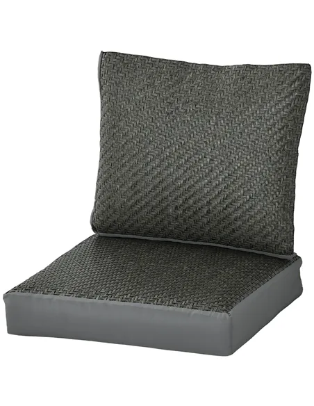 Outsunny 4 Pieces Outdoor Seat Cushions with Backrest, Fabric and PE Rattan Cover, Water Repellent Seat Pads for Chair, Swing, S