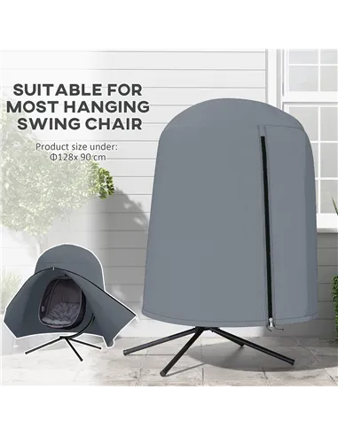 Outsunny 190 x Φ128cm Hanging Egg Chair Furniture Cover - Grey