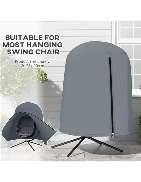 Outsunny 190 x Φ128cm Hanging Egg Chair Furniture Cover - Grey