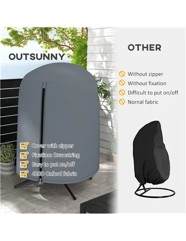 Outsunny 190 x Φ128cm Hanging Egg Chair Furniture Cover - Grey