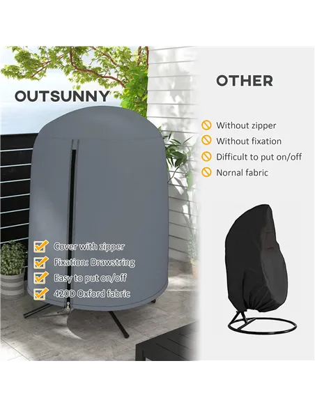 Outsunny 190 x Φ128cm Hanging Egg Chair Furniture Cover - Grey