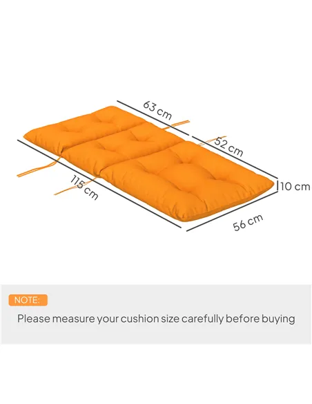Outsunny 115 x 56cm Rocking Chair Padded Seat Cushion - Orange