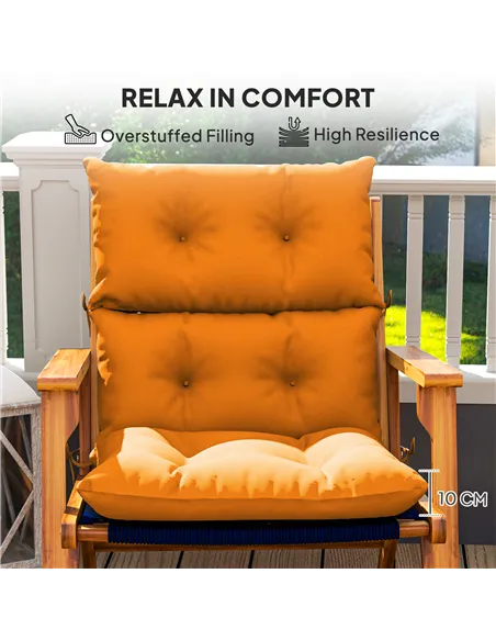 Outsunny 115 x 56cm Rocking Chair Padded Seat Cushion - Orange